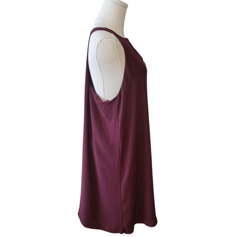 LOFT Wine Colored Sleeveless Shift Dress Size Large Petite - Picture 3 of 5